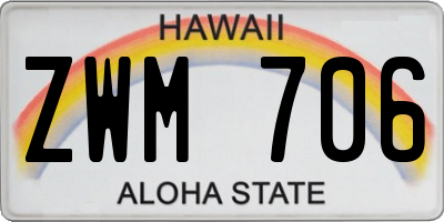 HI license plate ZWM706