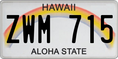 HI license plate ZWM715