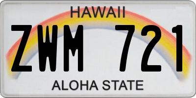 HI license plate ZWM721