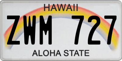 HI license plate ZWM727