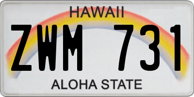 HI license plate ZWM731