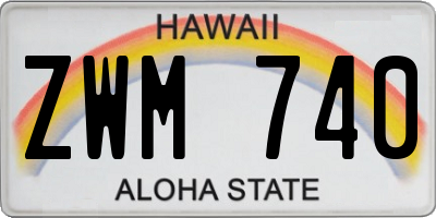 HI license plate ZWM740