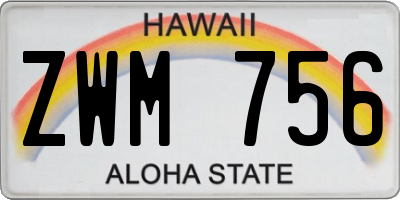 HI license plate ZWM756