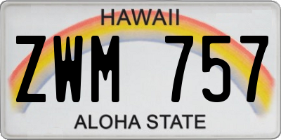 HI license plate ZWM757