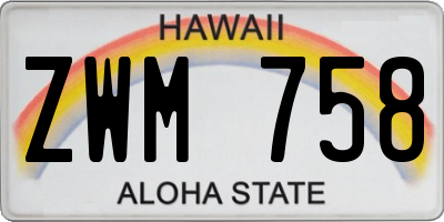 HI license plate ZWM758