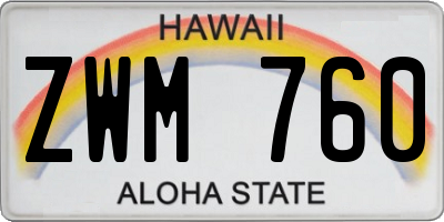 HI license plate ZWM760