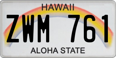 HI license plate ZWM761