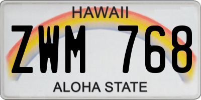 HI license plate ZWM768