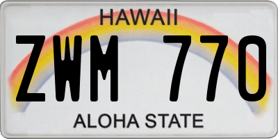HI license plate ZWM770