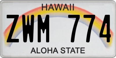 HI license plate ZWM774
