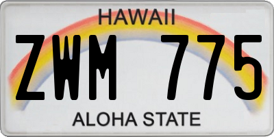 HI license plate ZWM775