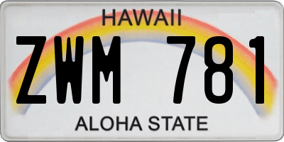 HI license plate ZWM781