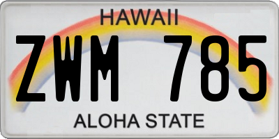 HI license plate ZWM785