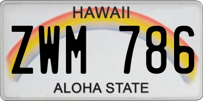 HI license plate ZWM786