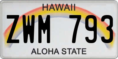 HI license plate ZWM793