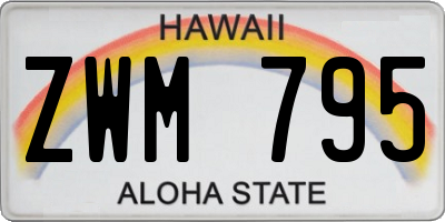 HI license plate ZWM795