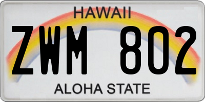 HI license plate ZWM802