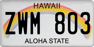 HI license plate ZWM803