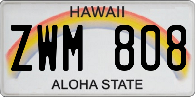 HI license plate ZWM808