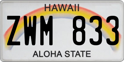 HI license plate ZWM833