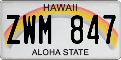 HI license plate ZWM847