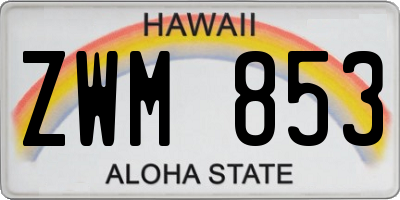 HI license plate ZWM853