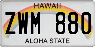 HI license plate ZWM880