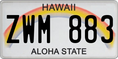 HI license plate ZWM883