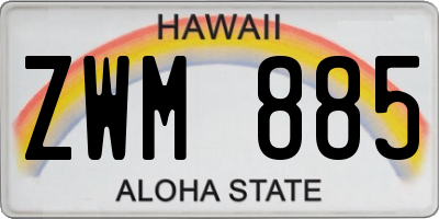 HI license plate ZWM885