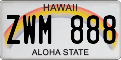 HI license plate ZWM888