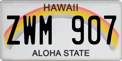 HI license plate ZWM907