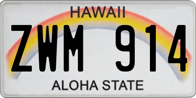 HI license plate ZWM914