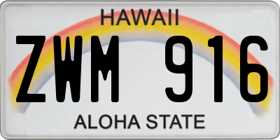 HI license plate ZWM916