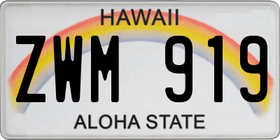 HI license plate ZWM919