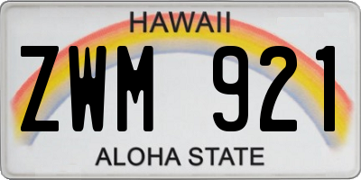 HI license plate ZWM921