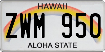 HI license plate ZWM950