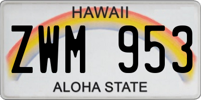 HI license plate ZWM953
