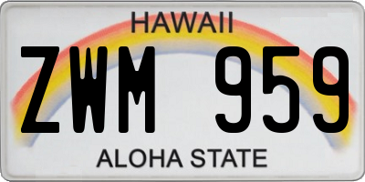 HI license plate ZWM959