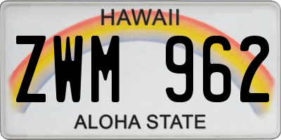 HI license plate ZWM962