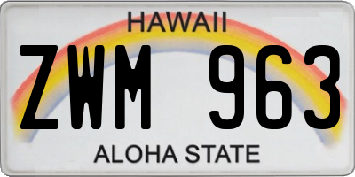 HI license plate ZWM963