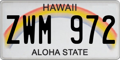 HI license plate ZWM972