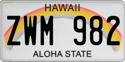 HI license plate ZWM982