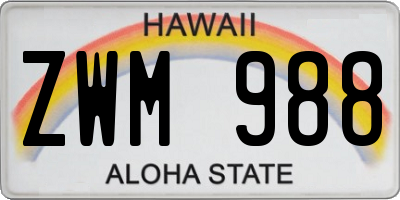 HI license plate ZWM988