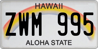 HI license plate ZWM995