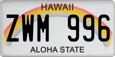 HI license plate ZWM996