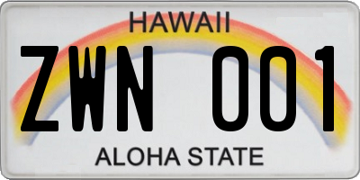HI license plate ZWN001