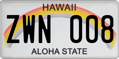 HI license plate ZWN008