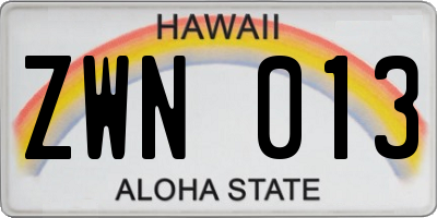 HI license plate ZWN013