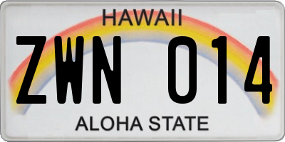 HI license plate ZWN014