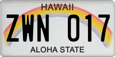 HI license plate ZWN017